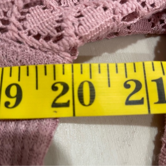 Free People Women's Small Dusty Rose Embroidered Crochet Waffle Knit Blouse Top - Picture 14 of 16